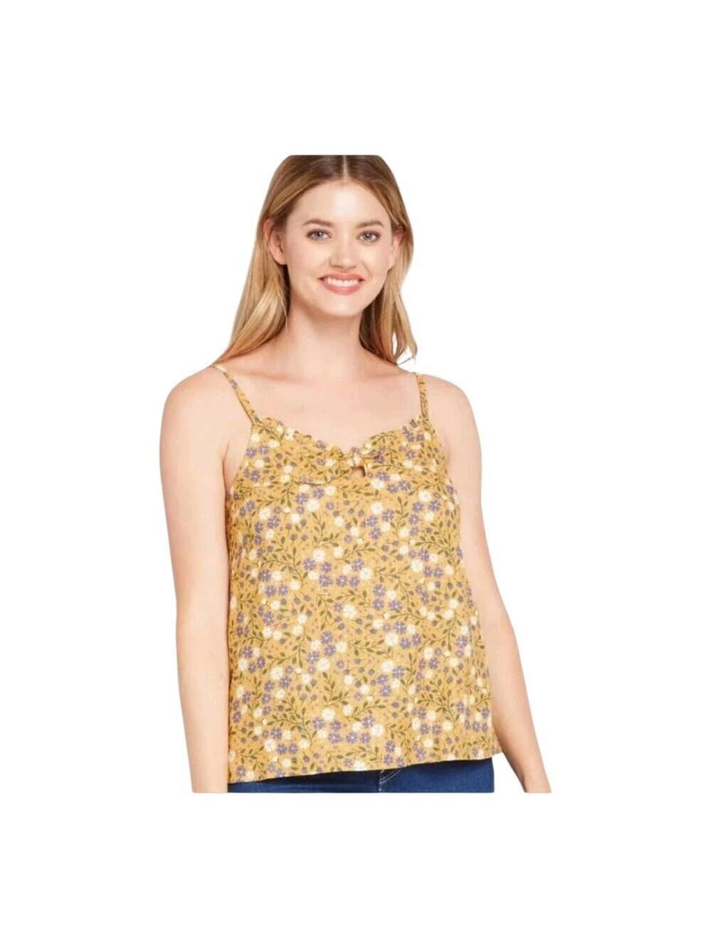 ModCloth Floral Linen Blend Tank Small Cottagecore Boho Summer Top